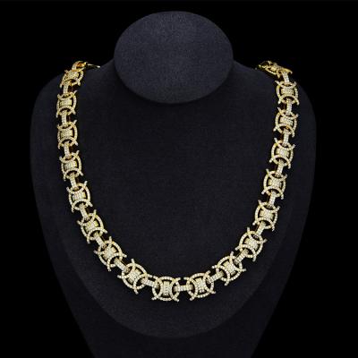 China Hiphop JWY Fashion High Quality Gold and Silver Plated Hip Hop Jewelry Brass Link Chain Cuban Necklace For Men for sale