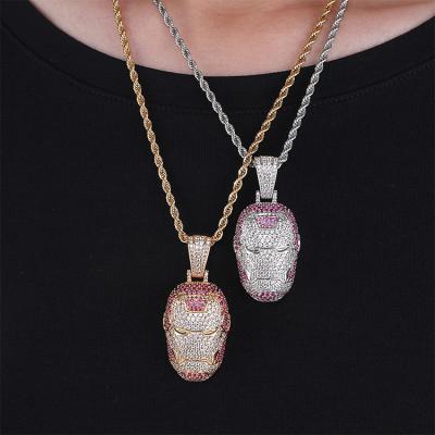 China Custom High Quality Hiphop JWY Gold and Silver Plated Iced Out Hip Hop Jewelry Pendants Iron Man for sale