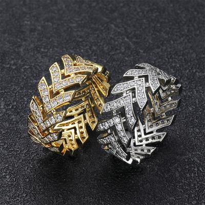 China High Quality Hiphop JWY Gold Plated Brass and Zircon Cuban Hip Hop Link Rings for sale