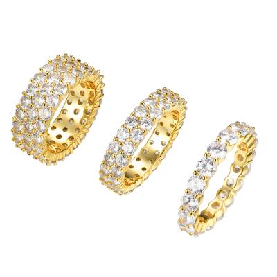 China Hiphop JWY Fashion Custom Cubic Zirconia Hip Hop Brass Ring Gold Silver Plated for sale