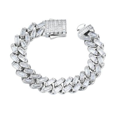 China Custom High Quality Hiphop JWY Outlet Bracelet Iced Out Silver Plated Iced Out Hip Hop Bracelet for sale