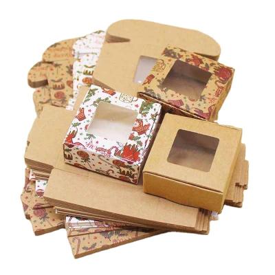 China Recyclable Wholesale In Stock Christmas Window Kraft paper Box Christmas Eve Candy Biscuit Cookie Large Paper Box for sale