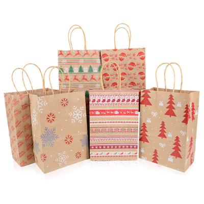 China Recycled Materials Wholesale Cheap Price Shopping Gift Bag Christmas Eco Friendly Brown Kract Paper Bags For Fast Food Take Away for sale