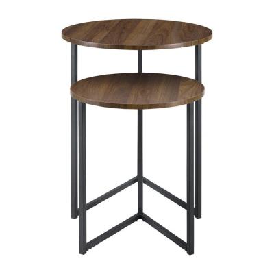 China Beautiful Finish Round Lid Steel Industrial Style Simple Assembly NestingTable Frame 2 Set for sale