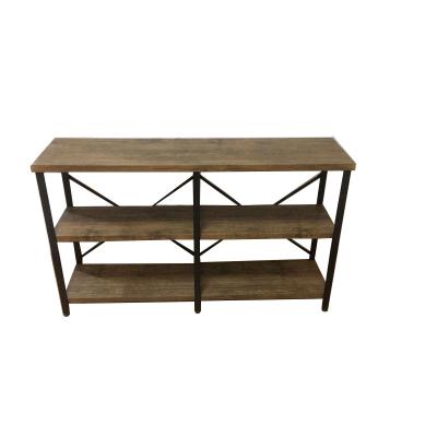 China Industrial Style 3-Tier Shelf Metal And Wood Bookcase Furniture For Collection for sale