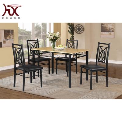 China 5 Pieces Traditional MDF Dining Table Set Rectangular Table Metal Tops Dining Sets With Soft Cushion for sale