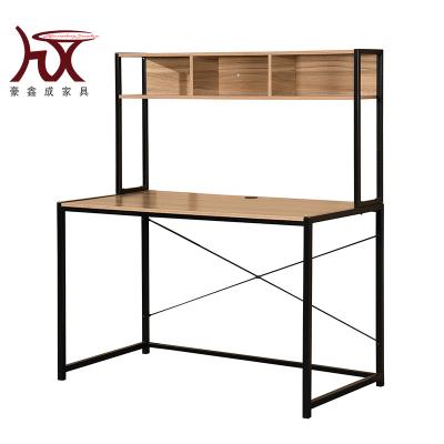 China Industrial Adjustable Home Office Furniture Particleboard Metal Wooden Legs (Others) Frame PC Computer Desk Table With Storage Shelf for sale