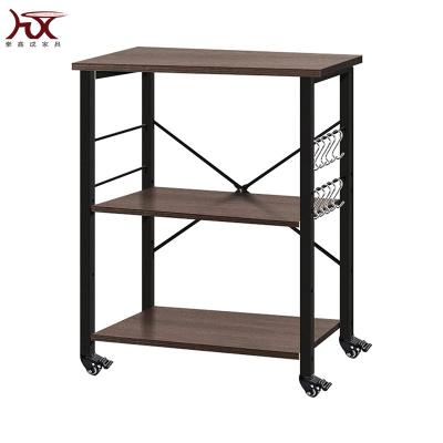 China Modern Kitchen 3-Tier Rack Microwave Oven Stand Movable Cart Workstation Serving Shelf for sale