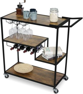 China Modern Industrial Kitchen Cart With Wheels 4 Tier Storage Shelves for sale