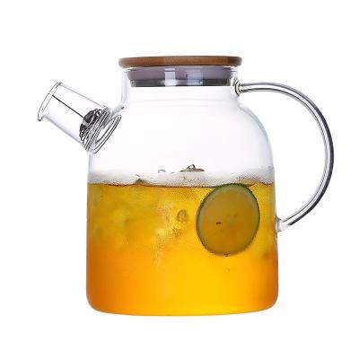 China Sustainable Big size bamboo lid teapot kettle heat resistant glass wholesale glass teapots for sale