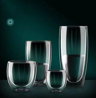 China Sustainable Wholesale 80ml 250ml 350ml 450ml 650ml high borosilicate double wall glass coffee cup for sale