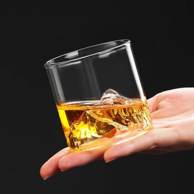 China Sustainable Hot sale OEM Service Mountain Shape high borosilicate glass Wine Vodka Whiskey Cup for sale