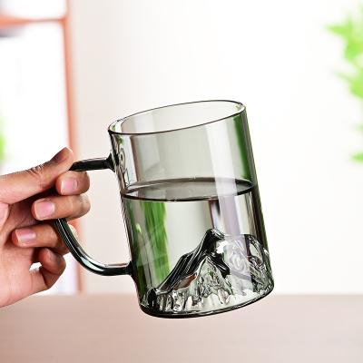 China Sustainable clear high borosilicate glass tea cup Mountain View Creative Glass tea cup for sale