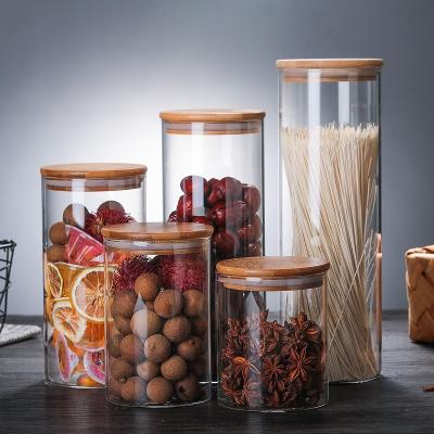 China Freshness Preservation Top Selling Multiple sizes spice food glass storage jars with bamboo lids for sale