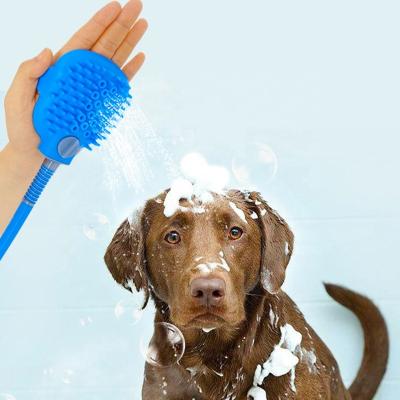 China Viable Wholesale Dog Cat Grooming Bathing Tool Dog Shower Sprayer Glove Silicone Massage Shampoo for sale