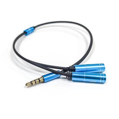 China Car 3.5mm 4 Pin To 2x 3.5mm 3 Pin Male Headphone Converter Head Splitter Y-Adapter Audio Cable for sale