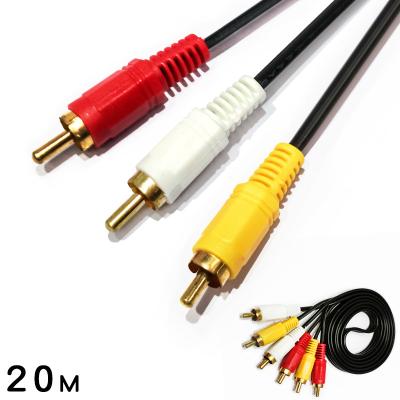 China COMPUTER 3RCA To Male 3RCA Gold Plated Connector Audio Video Cable 20M for sale