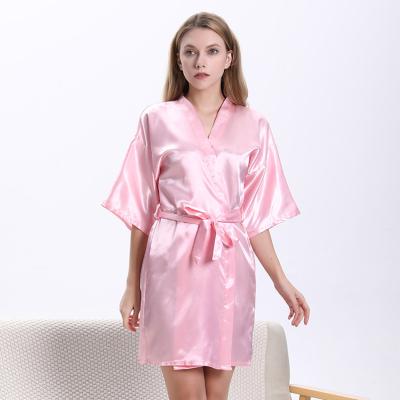 China Sale Women Sleepwear Women Bridesmaid Long Robes Pure Color Bridal Bathrobe QUICK DRY Warm Satin Short Silk Robe Kimono Robe for sale