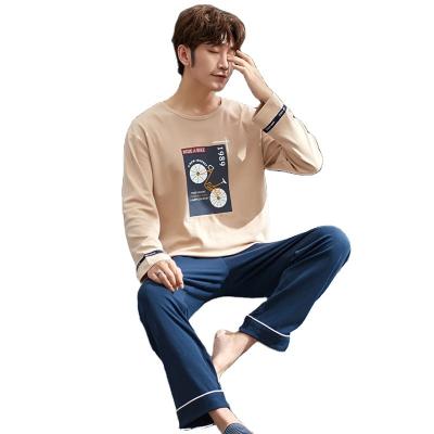 China 2022 Spring New Men's Breathable Cotton Home Clothes Long Pants Youth Big Sleeved Suit Men's Cotton Pajamas for sale