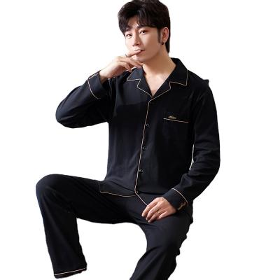 China Spring and autumn pure thin cotton men's breathable home clothes suits cotton pajamas long sleeved cardigan pants men's pajamas for sale