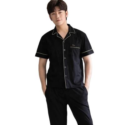 China 2022 New Men's Pure Sleeve Men's Shorts Cotton Pajamas Breathable Simple Thin Men's Cotton Pajamas Short Pajamas for sale