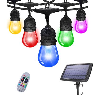 China Solar Workstation RGB Solar Outdoor Automotive On Multicolor Dimmable S14 Edison Bulbs Music Sync Strandproof String Lights Weatherproof for sale