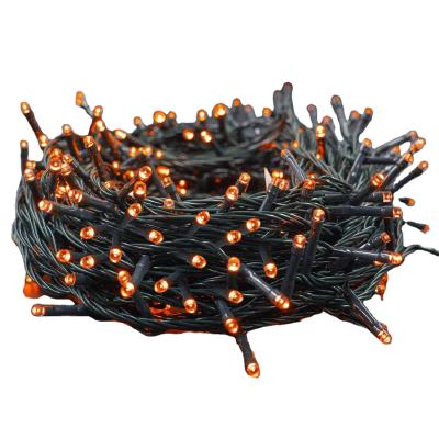 China Residential Halloween Mini Orange Lights Decorative 200 LED Green Wire Fairy Starry Lights for sale