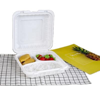 China Freshness Preservation Meal Prep Container Clamshell Takeaway Food Packaging Boxes Microwave Lunch Disposable Fast Food PP 3 Compartment Rectangle 61 G for sale