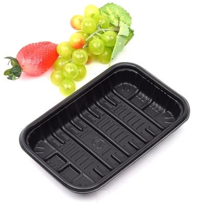 China 1910 Environmental Protection Custom PP Disposable Fruit/Vegetable Meat Frozen Packing Food Eco Friendly Black Plastic Tray Small for sale