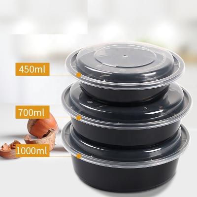 China Environmental Protection Disposable Lunch Mud Small Round Grocery Containers With Lid 24oz Microwavable Food Clear PP Plastic Container for sale