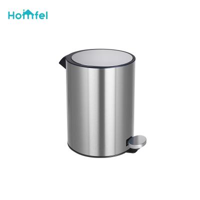 China Home Premium Stainless Steel Round Trash Can Bucket Home Bathroom Kitchen Soft Narrow Indoor Trash Can 3L 5L 8L 12L 20L 30L for sale