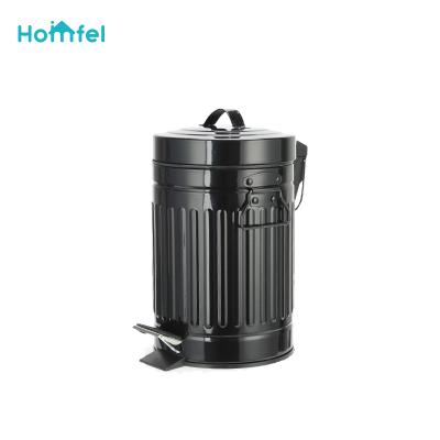 China Workable Round Trash Can Entry Level Powder Coating Pedal Trash Can With Handle for sale