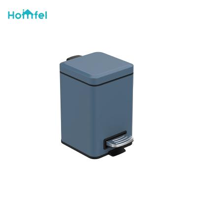 China Sustainable Stainless Steel Trash Bin Square Shape Powder Coating Pedal Dust Bin for sale