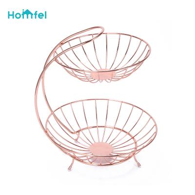 China Lightweight Food/Beverage Fruit Basket Multifunctional Vegetable Wire Metal Organizer Rack Storage Basket for Kitchen Countertop for sale