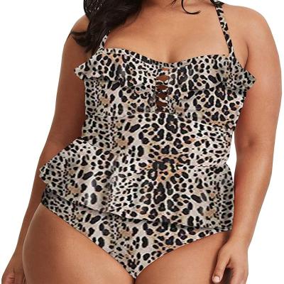 China Women Plus Size High Waist Plus Size Swimwear Floral Tankini Bikini Top Tummy Control Two Piece Swimsuit for sale