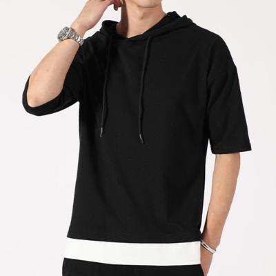 China Custom Made High Quality Hooded Short Fashion Hip-Hop Cotton Comfortable Big Sleeve Cotton Breathable T-Shirt Men's Breathable T-Shirt for sale