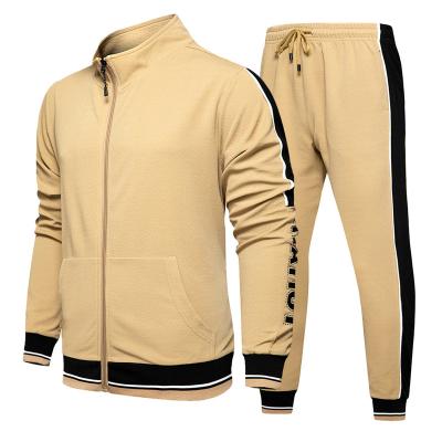 China Breathable Gym Jogging Men Contrast Color Zipper Cardigan Trend Comfortable Soft Suit Matching Two Piece Sets for sale