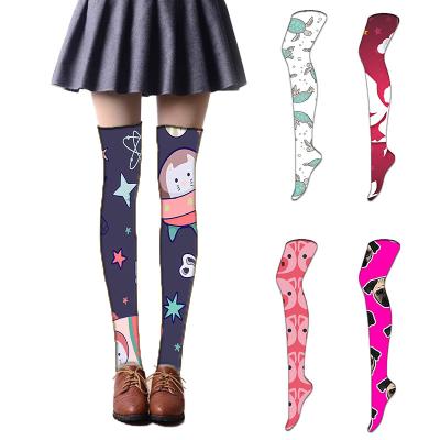 China Antibacterial Cheap Custom Printing Stockings For Girl Tube High Thigh Silk Stockings for sale