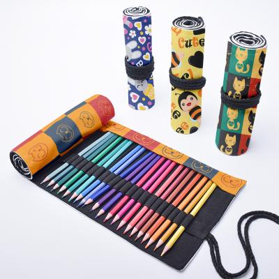 China 3D Printed 12/24/36/48/72 Holes School Roll Pencil Case Arting Painting Storage Pen Bag For Student for sale