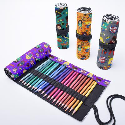 China 3D Printed 12/24/36/48/72 Holes Beautiful Flower Student Drawing Art Pen Bag Canvas Pencil Bag School Supplies for sale