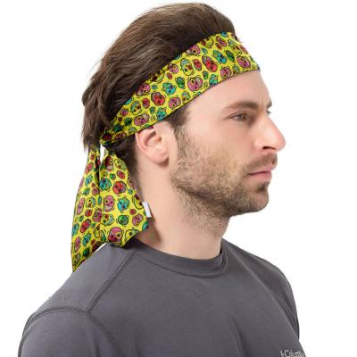 China 3D printed skull printed tennis headband for women outdoor running anti-slip hair band for sale