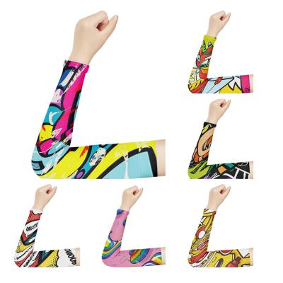 China Creative Funny Printed Breathable Sunscreen Ice Sleeves For Sports Compression Unisex Recycling Arm Hand Covers UV Protection Sleeves for sale