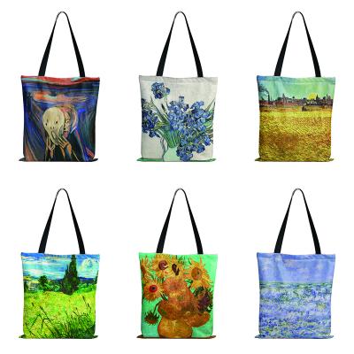 China Eco-Friendly The Scream Shopping Bag Edvard Munch Oil Painting Canvas Bag Thicker Storage Girls 3D Printed Female Shoulder Bag for sale