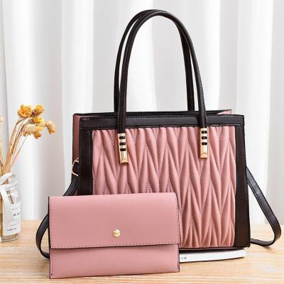 China 2021 Fashion New Design Luxary Shoulder Ladies 2pcs Satchels Set Handbags Bags For Women Luxury Famous for sale