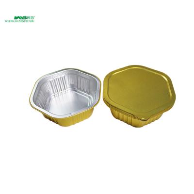 China Microwavable Polygon Disposable Baking Foil Baking Containers Polygon Takeout Trays Roll Container With Cover for sale