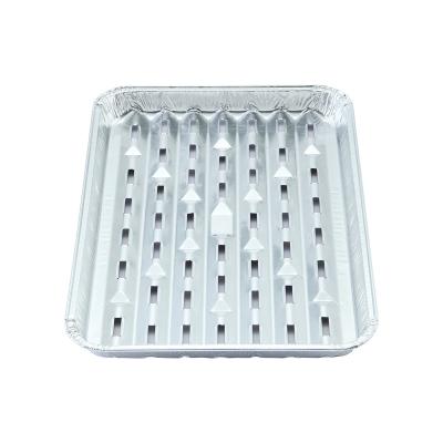 China Disposable Perforated Disposable Aluminum Foil Barbecue Grill Tray for sale