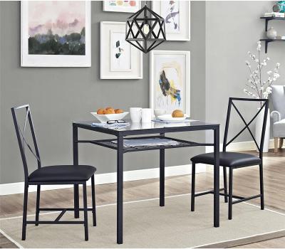 China (Size)Adjustable Modern Glass Coffee Table Set 2 Chairs Dining Room Furniture Place Dining Table for sale