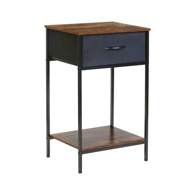 China Mordern viable wholesale 2 layers metal detachable wooden fabrics mix side tables for modern living room for sale