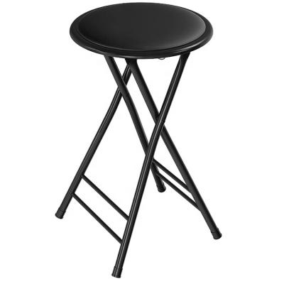 China Foldable Black Cushioned Folding Bar Height Counter Sneaks Stainless Steel Portable Folding Bar Stool for sale