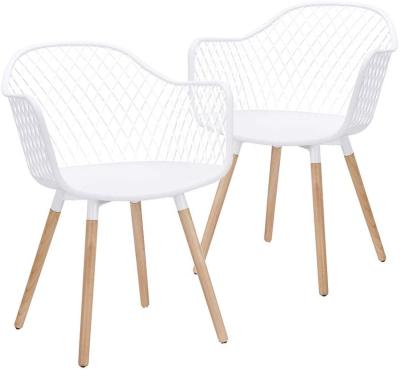 China Expandable Easily Gather Mid Century Molded Plastic Shell Arm Hollow Out Chair for Living, Bedroom, Kitchen, Dining, Waiting Room, 2 Pcs for sale